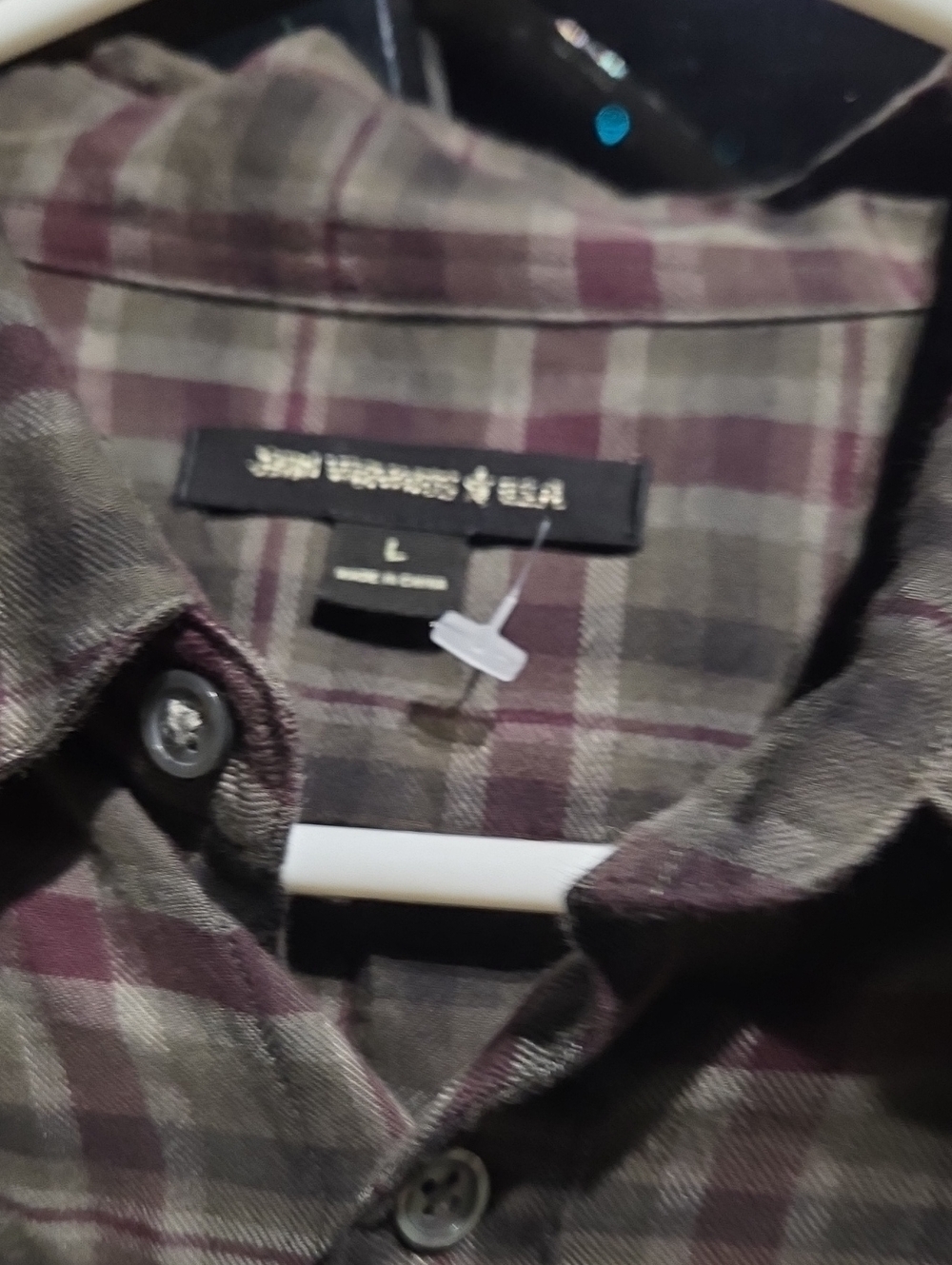 John Varvatos Men’s Plaid Button-Down Shirt in Olive Green and Burgundy